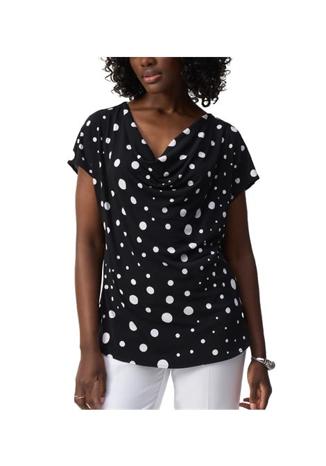 Maglia Joseph Ribkoff donna 251257 Nera maniche corte a pois collo a cappuccio JOSEPH RIBKOFF | Maglie | 251257110